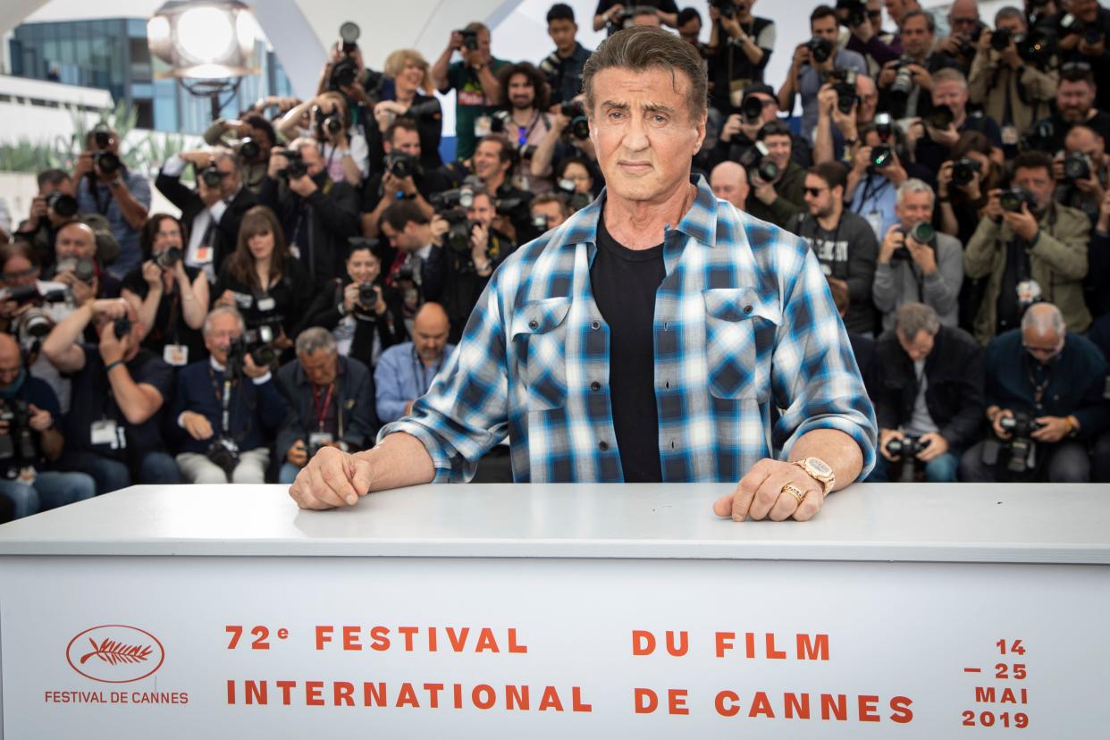 Actor Sylvester Stallone poses for photographers at the photo call for the film 'Rambo V: Last Blood' at the 72nd international film festival, Cannes, southern France, Friday, May 24, 2019. (Photo by Vianney Le Caer/Invision/AP)