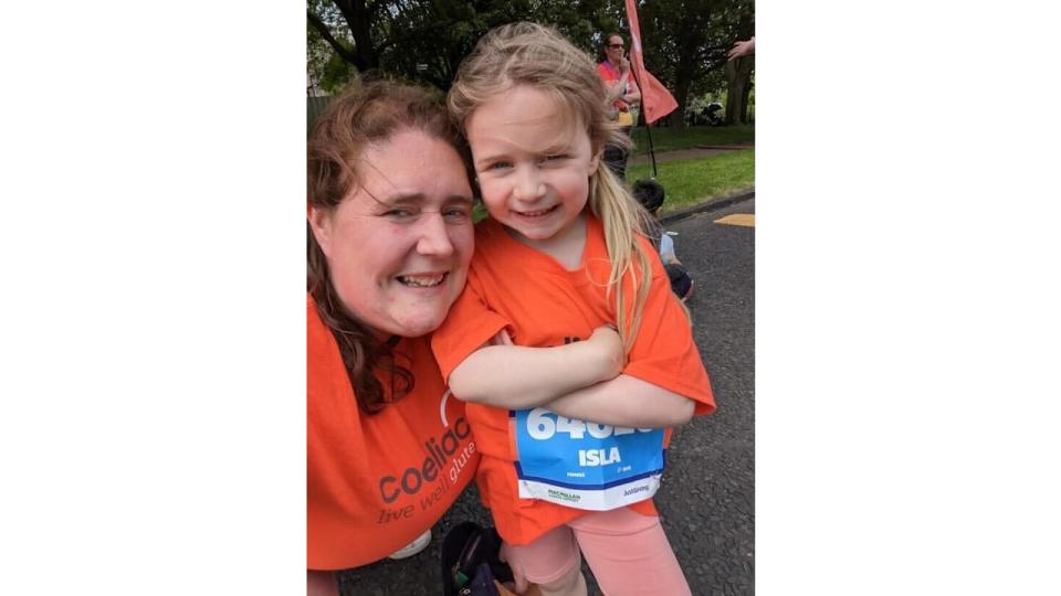 Kirsty and Isla before running 1Km for Coeliac UK, together they raised over £750 for the charity last year 