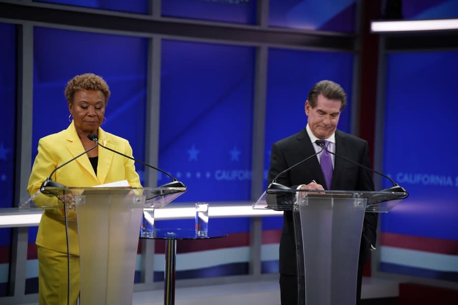 Candidates Rep. Barbara Lee and Steve Garvey during the California Senate debate from San Francisco. / Photo: Nexstar Media Group