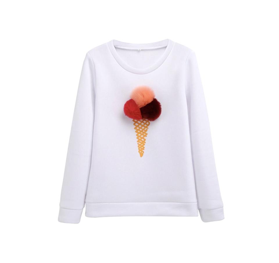 Ice Cream Fur Pom-Pom Sweater