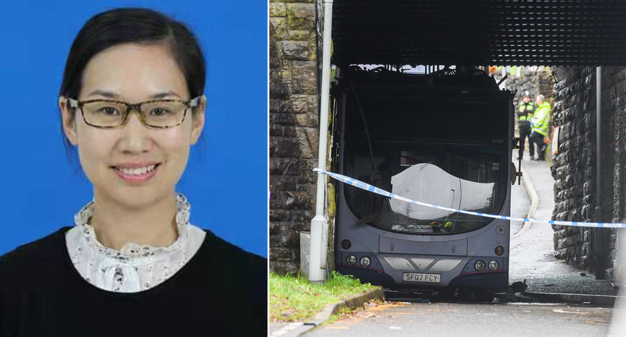 Jessica Jing Ren died after suffering injuries when a double-decker bus crashed into a railway bridge in Swansea earlier this month (Pictures: PA/Wales News Service)