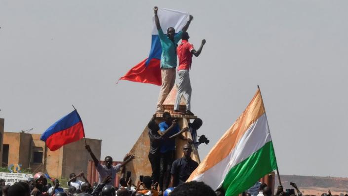 Pro-coup supporters in Niger