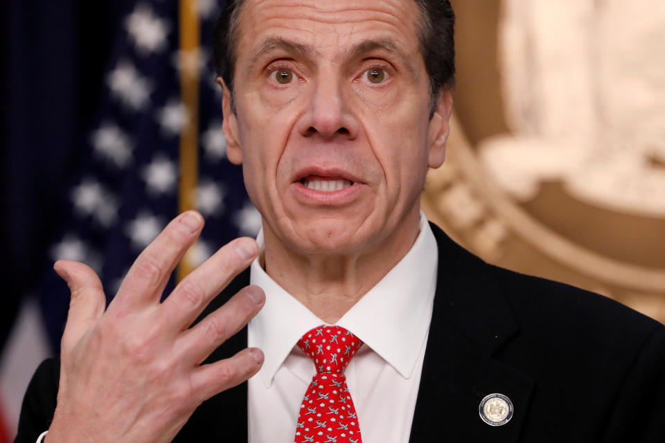 New York Gov. Andrew Cuomo delivers remarks at a news conference