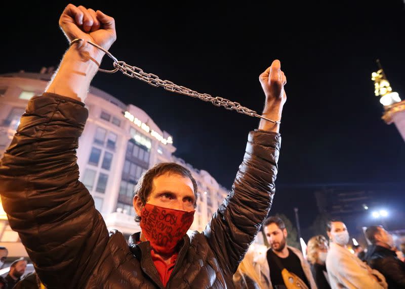 Supporters of Georgian ex-president Mikheil Saakashvili hold a rally in Tbilisi