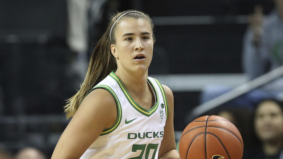 Sabrina Ionescu made her mark on college basketball yet again on Monday. (AP Photo/Chris Pietsch)