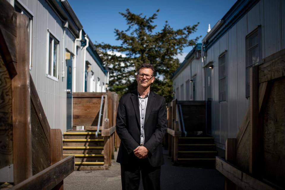 Mark Pearmain, Superintendent, Surrey School District, is pictured outside of portable classrooms at Fleetwood Park Secondary school in Surrey, B.C., on Monday May 6, 2024.