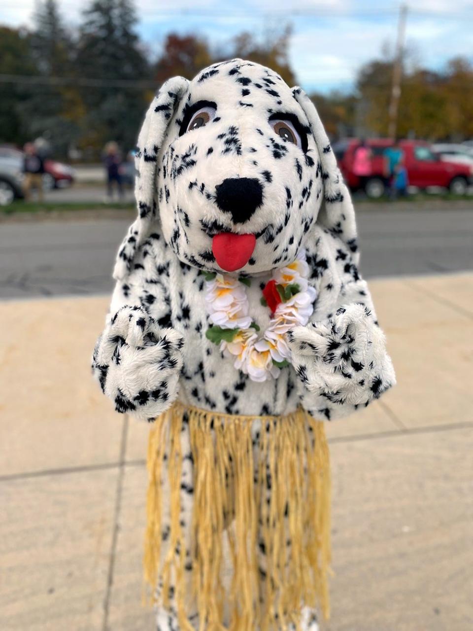 McClelland Elementary School mascot Mighty Mac at the annual Fall Walk, at which students help raise money for the McClelland Holiday Help program by gathering pledges before they walk.