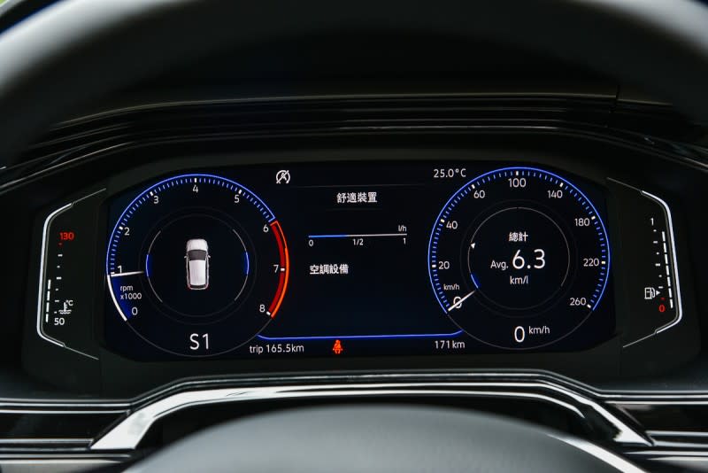 全車系都是選配的10.25吋數位儀錶將油錶與水溫獨立出來以燈號顯示