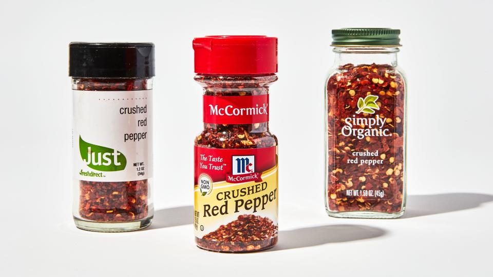 All red pepper flakes. All different mixes of peppers. All spicy.