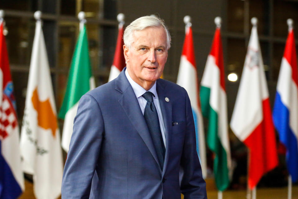 Michel Barnier, Chief Negotiator of European Commission outside the Europa Building for European Council talk on Brexit in Brussels, Belgium.