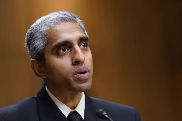 Surgeon General Dr. Vivek Murthy testifies before the Senate Finance Committee on Capitol Hill in Washington, on Feb. 8, 2022, on youth mental health care. 