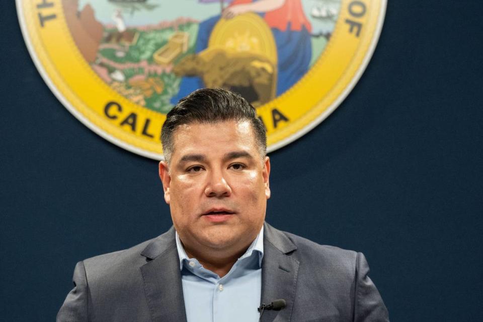 California Insurance Commissioner Ricardo Lara speaks at a press conference at the state Capitol in September.