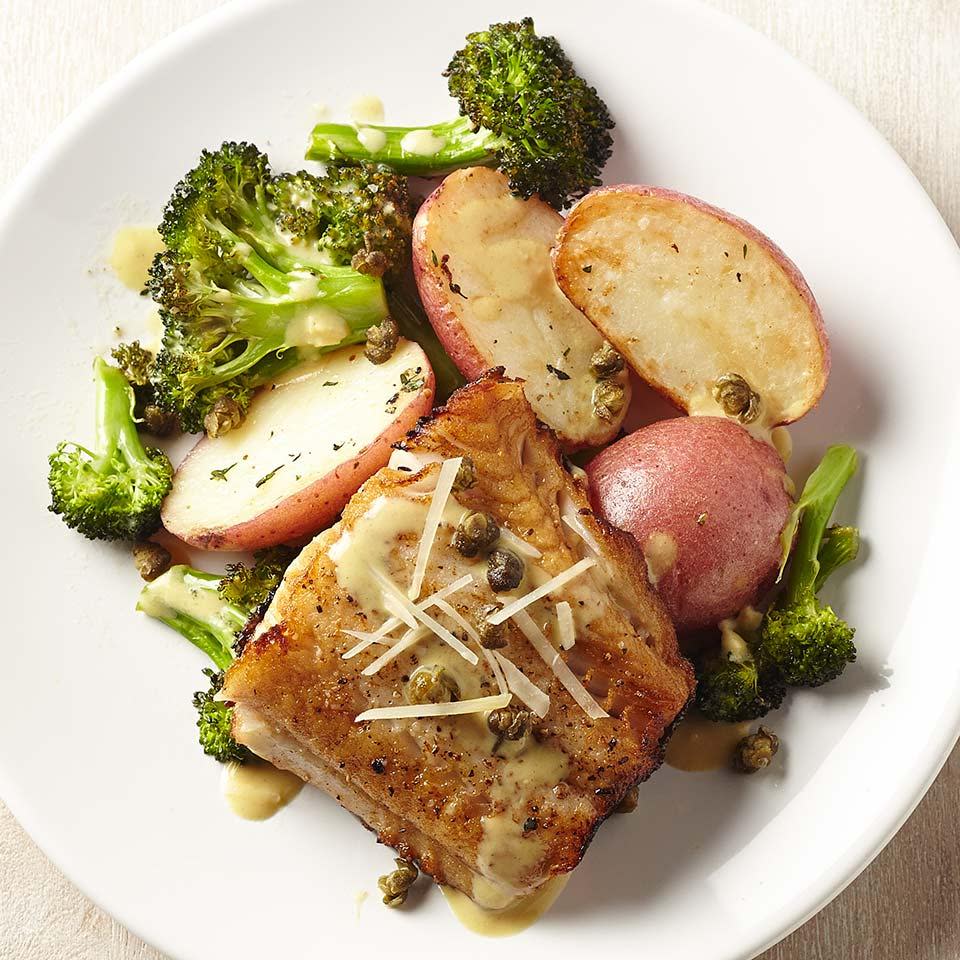 Lemon-Caper Black Cod with Broccoli & Potatoes