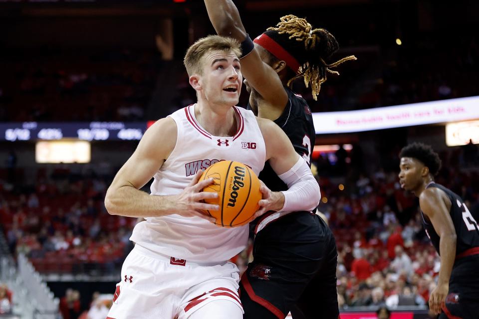Wisconsin's Tyler Wahl drives to the basket against Jacksonville State in the second half Thursday night at the Kohl Center. Wahl finished with 16 points.