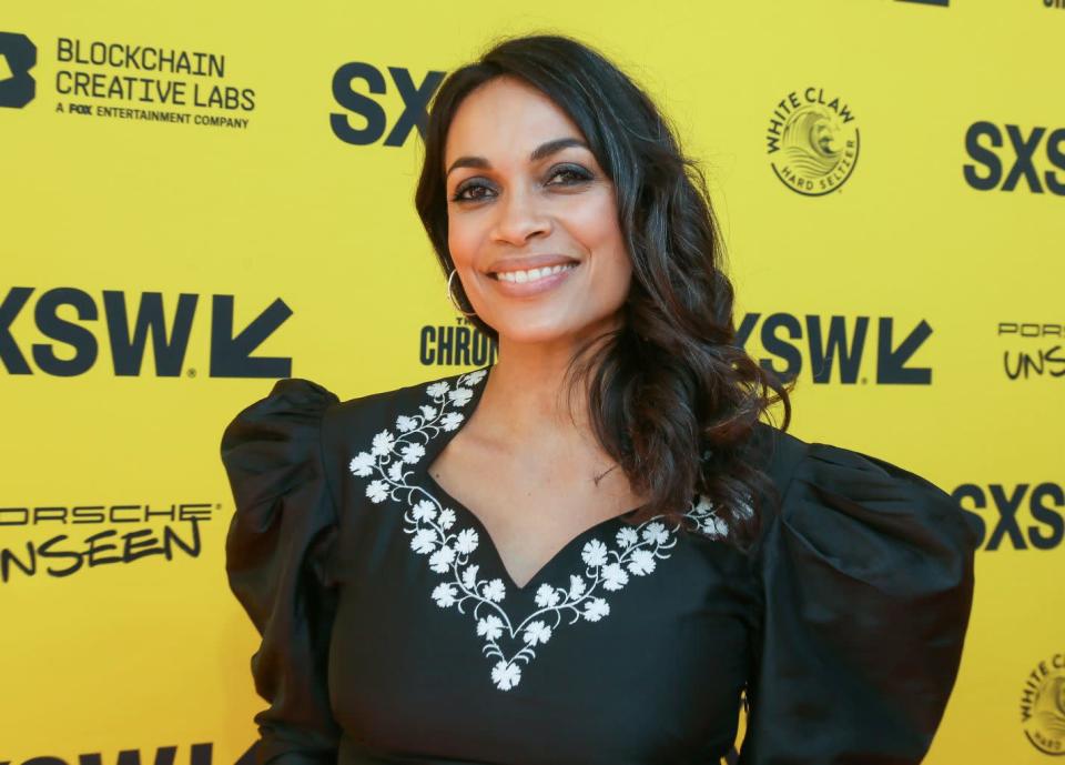 Rosario Dawson Explores Proportions With Exaggerated Sleeves and Square-Toe Shoes at SXSW photo