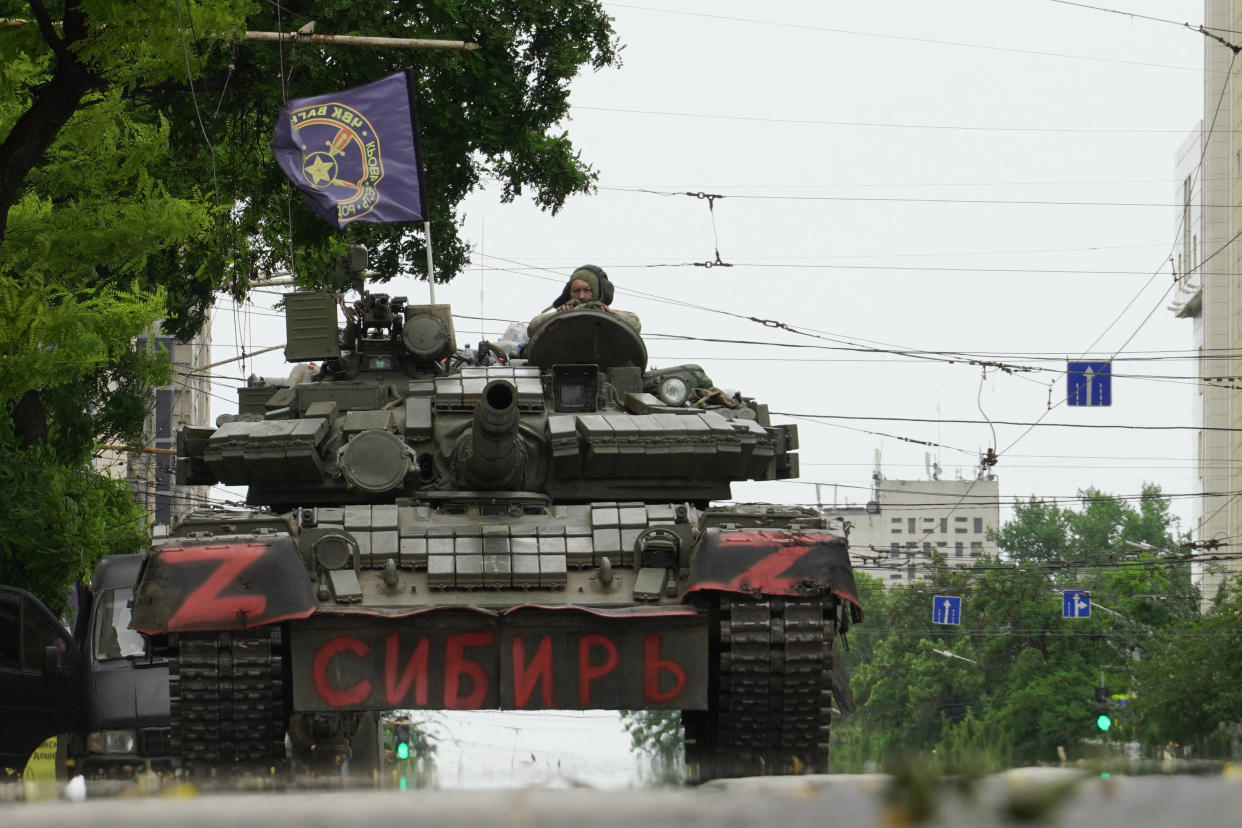 Des membres du groupes Wagner à Rostov-sur-le-Don lors de la tentative de putsch, juin 2023.