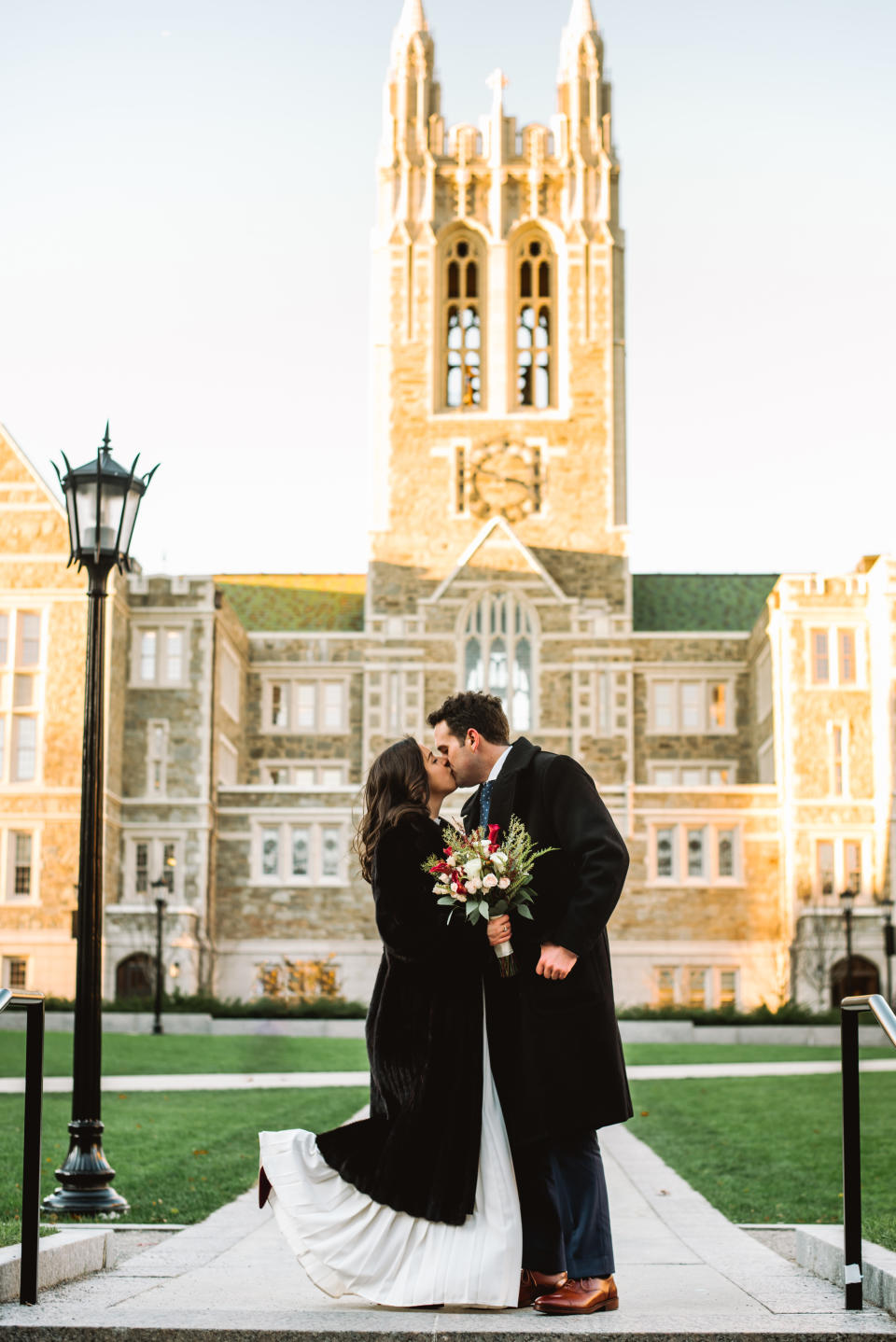 "It was an&nbsp;incredibly chilly November day but Kellen&nbsp;and Will warmed their guests up with all of their love as they finally got married after seven years. They decided to have an intimate collegiate wedding, and since they met at Boston College, it was only fitting for them to get married there." --&nbsp;<i>Mei Lin Barral Photography</i>