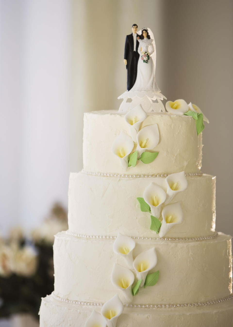 A tiered wedding cake