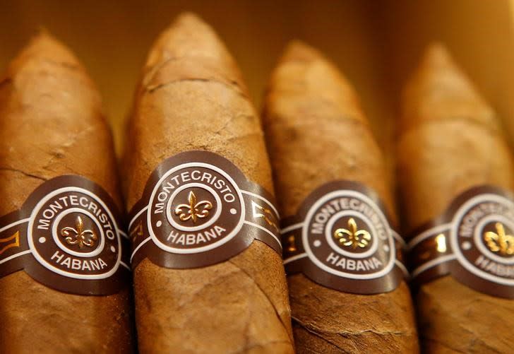 Montecristo cigars are on display in a tobacco store in Vienna