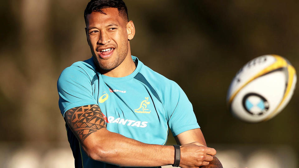 Israel Folau in 2017. (Photo by Mark Kolbe/Getty Images)