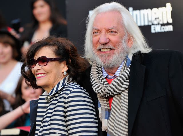 <p>Alberto E. Rodriguez/Getty</p> Francine Racette and Donald Sutherland arrive to the premiere of Lionsgate's "The Hunger Games" on March 12, 2012 in Los Angeles, California.