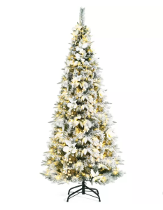 Costway Pre-lit Snow Flocked Christmas Tree