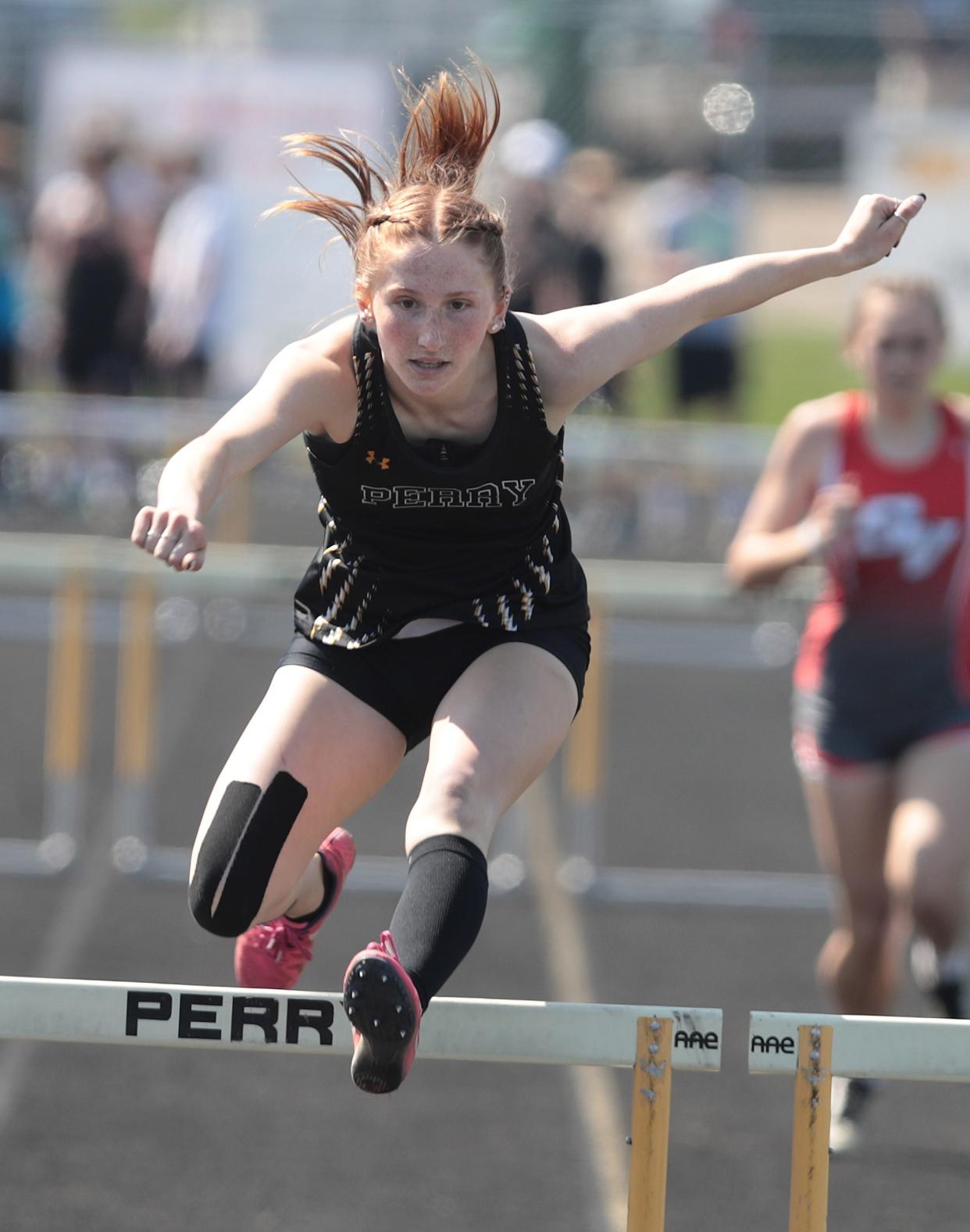 Perry's Camille Neutzling had a hand in three wins for the Panthers at Sunday's Stark County High School Indoor Track and Field Championships.