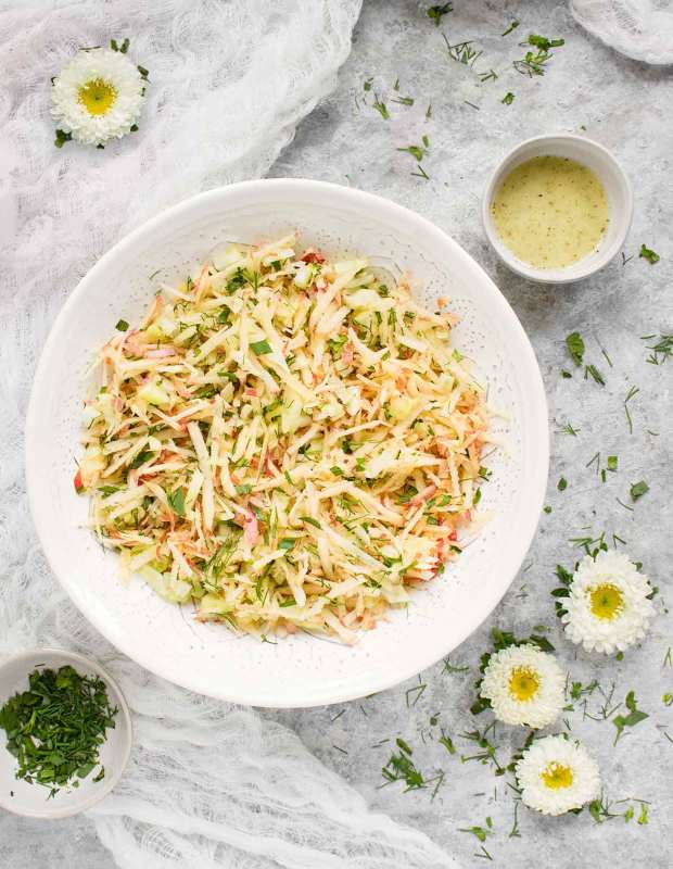 <p>Soup Addict</p><p>A beautifully colored slaw with crunchy strips of juicy apples, perfectly paired with fennel and a lemony, herbed Dijon vinaigrette, apple fennel slaw is a light and refreshing side for warm-weather cookouts.</p><p><strong>Get the Recipe: </strong><a href="https://soupaddict.com/apple-fennel-slaw/" rel="nofollow noopener" target="_blank" data-ylk="slk:Apple Fennel Slaw;elm:context_link;itc:0;sec:content-canvas" class="link rapid-noclick-resp"><strong>Apple Fennel Slaw</strong></a></p>