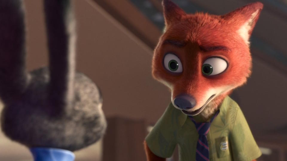 Nick Wylde talks to Judy Hopps in Zootopia