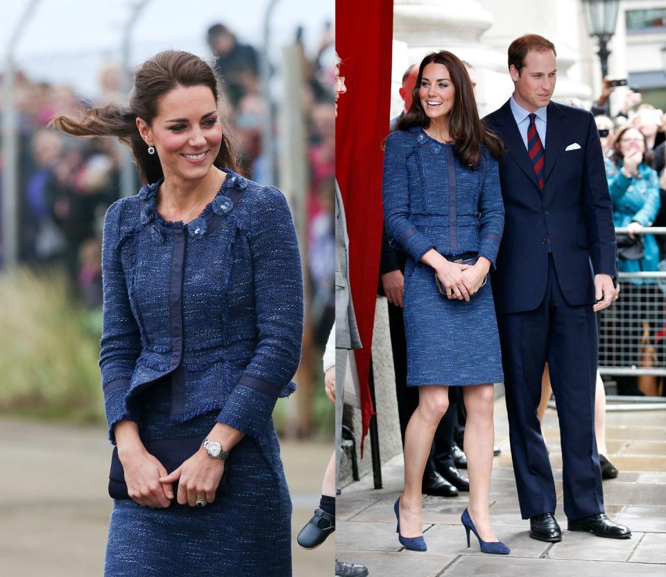 <p>This blue boucle tweed Rebecca Taylor skirt suit first made an appearance in April 2012, popping up again in April 2014. </p>