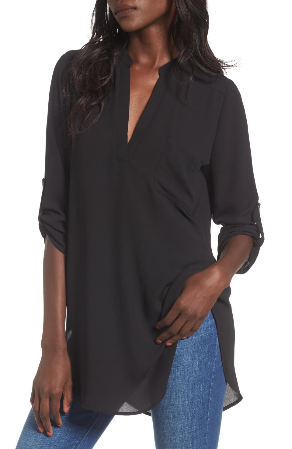 All In Favor Perfect Henley Tunic in black