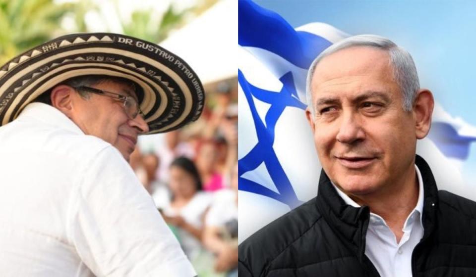 Gustavo Petro, presidente de Colombia, y Benjamin Netanyahu, primer ministro de Israel. Fotos: X