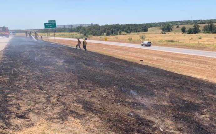 Travis County Emergency Services District No. 2 firefighters responded to several grass fires on Friday, including this one along Texas 130.