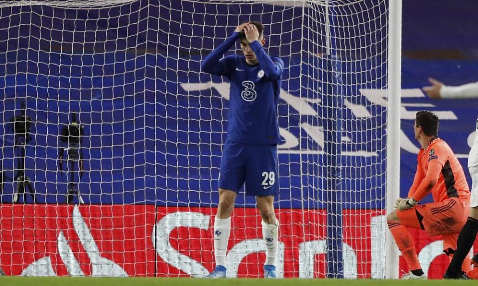 Kai Havertz shows his frustration after missing a chance