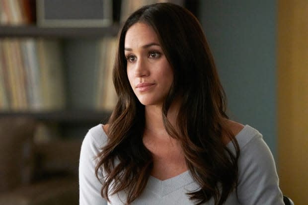 Meghan Markle as Rachel Zane in "Suits"<p>USA Network/NBCUniversal</p>