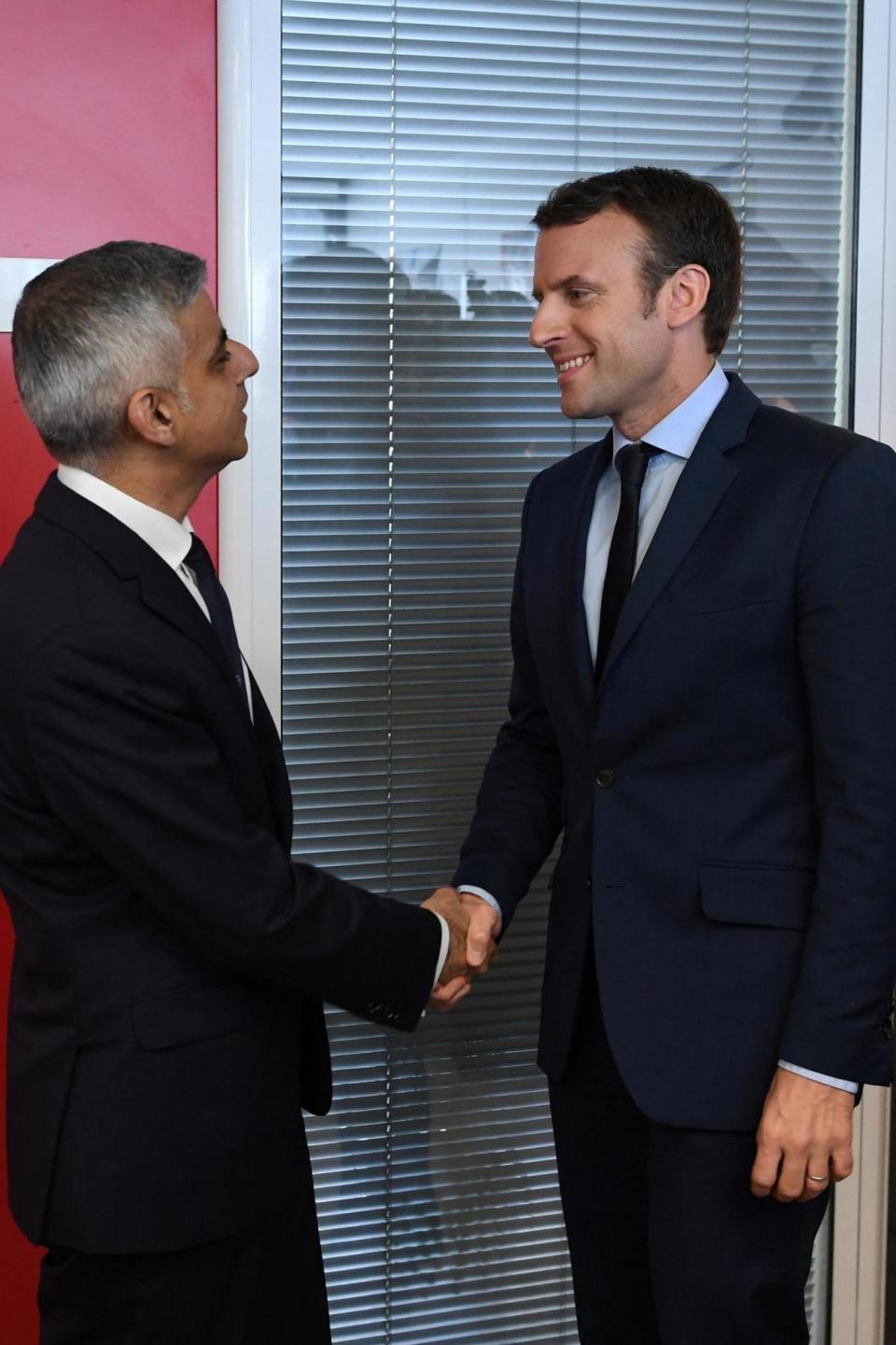 Meeting: Mr Macron with Mayor of London Sadiq Khan (REUTERS)