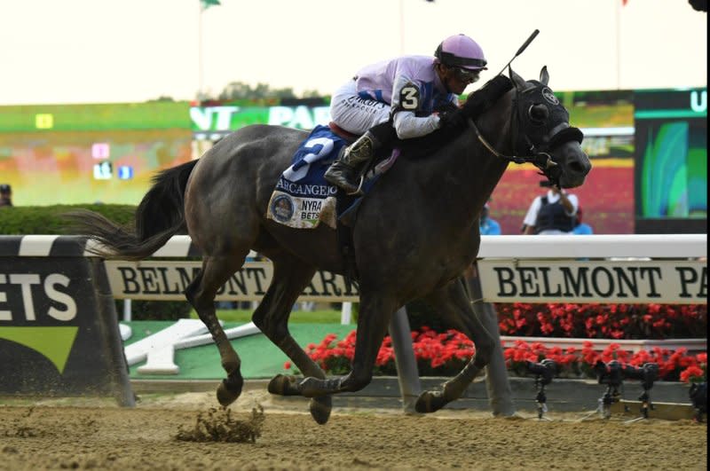 Arcangelo, shown winning the Belmont Stakes, is entered against a tough group of fellow 3-year-olds and international rivals in the Nov. 4 Breeders' Cup Classic. Photo by and courtesy of Katsumi Saito