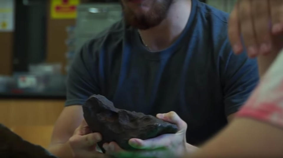 A man has discovered that a rock he’s been using as a doorstop for 30 years is a meteorite worth $100,000. (Photo: Central Michigan University)