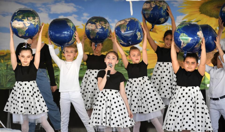 The Matryoshka Kids perform at a fundraiser for Ukrainian refugees