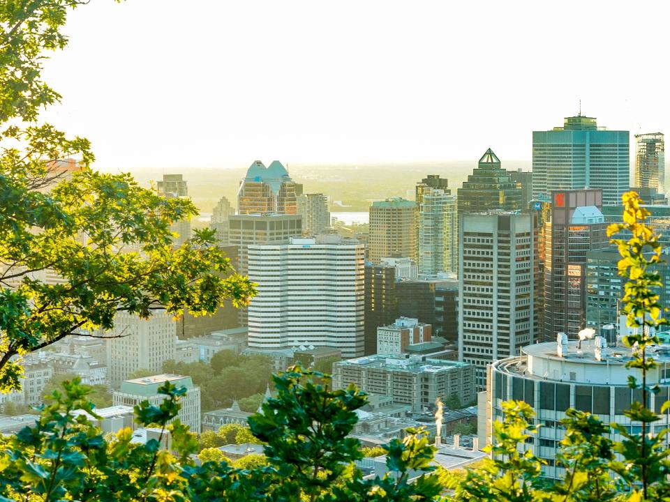 Buildings seen from a viewpoint on top of Montreal