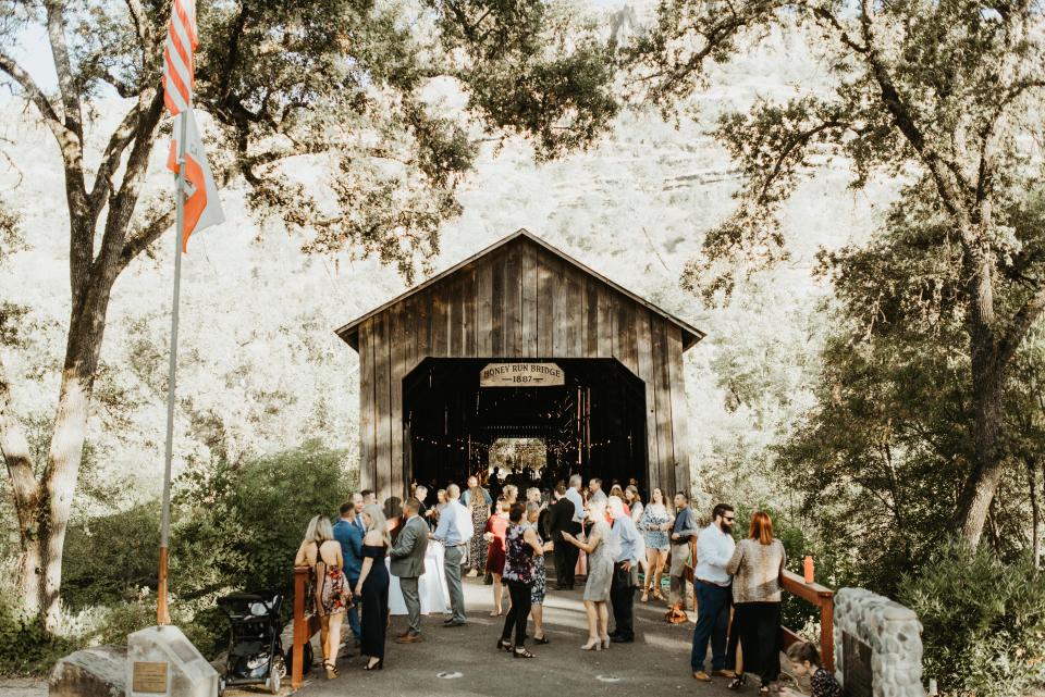 The wedding of Lindsay and Nick Steinberg was celebrated on the Honey Run Covered Bridge on Sept. 28, 2018. Constructed in 1887, the bridge was an event and recreation venue for Butte County residents until it was destroyed in the Camp Fire in November, 2018.