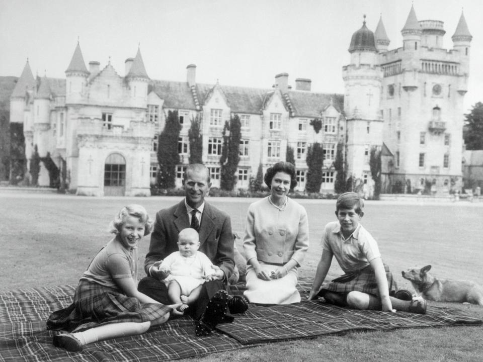 The royal family picnicking at Balmoral Castle in Scotland