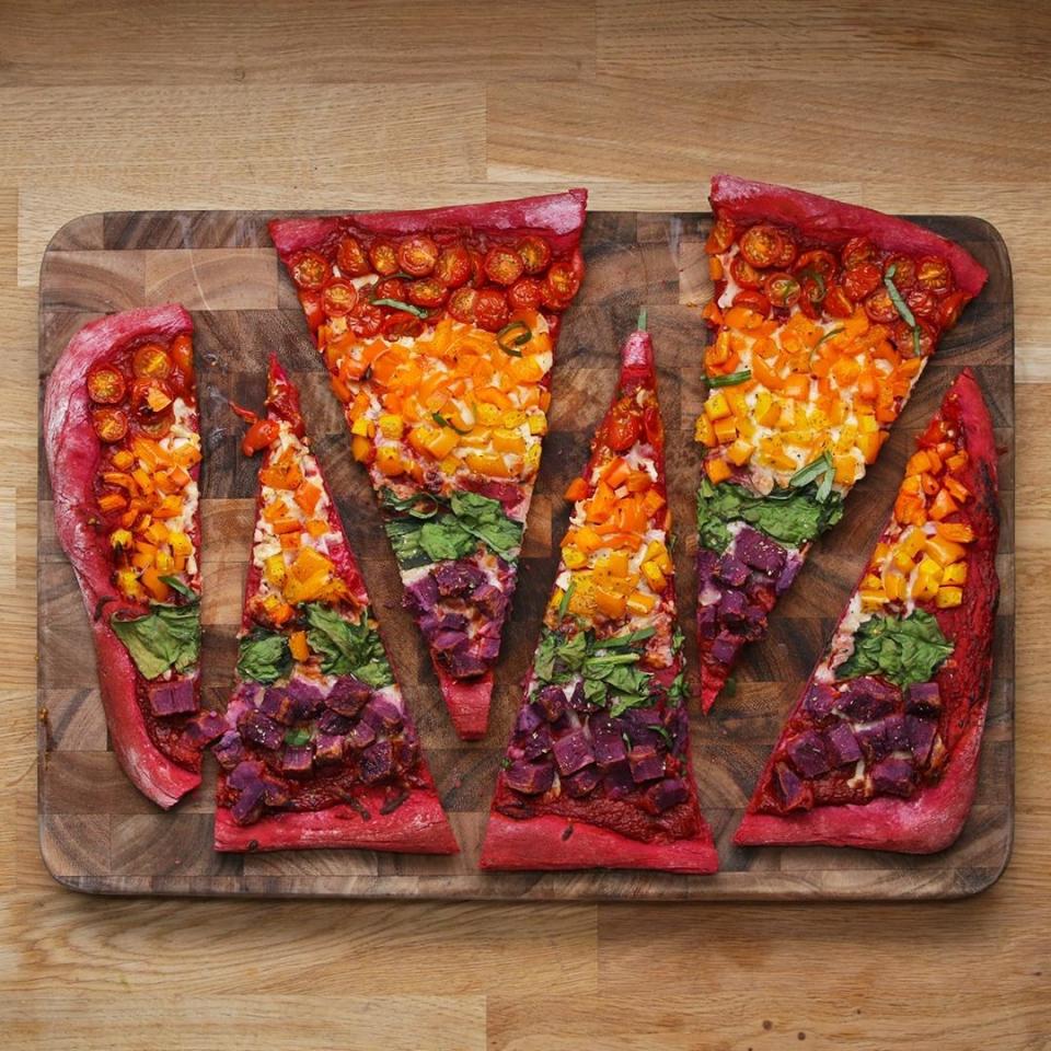 Rainbow sheet pan pizza