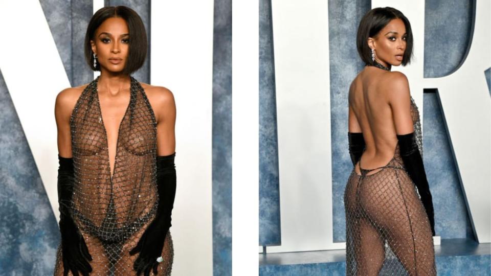 Ciara naked dress Vanity Fair Party 95th Oscars red carpet style theGrio.com