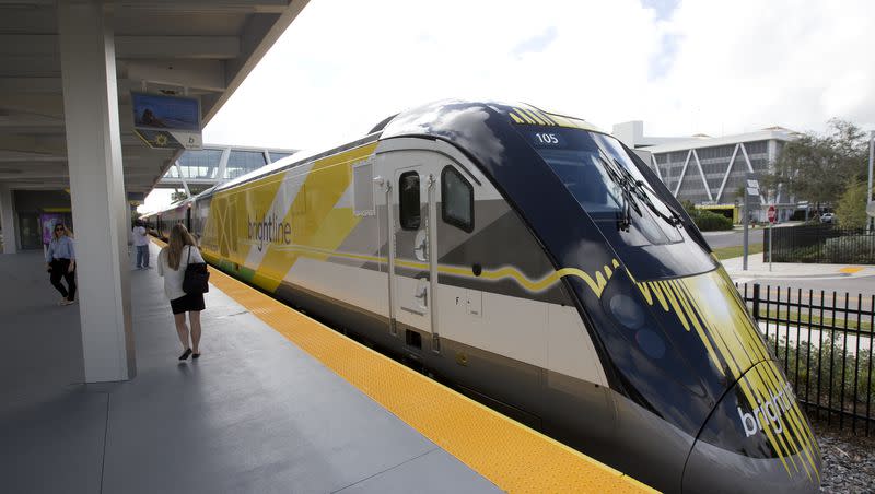 A Brightline train is shown at a station in Fort Lauderdale, Fla., on Jan. 11, 2018. Is increased rail service in the West on the horizon?