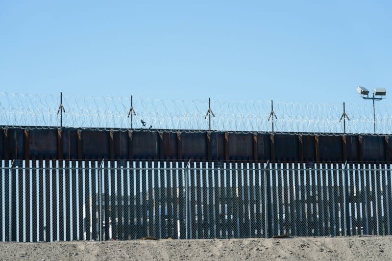 The Trump border wall stands near El Paso, Texas, in 2021. File Photo by Yuri Gripas/UPI