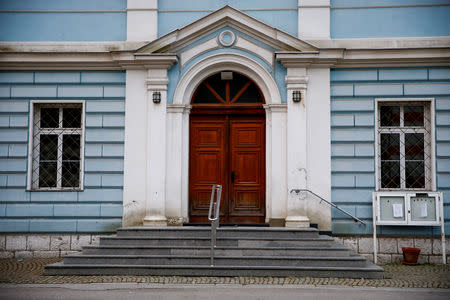 An entrance to the Croat side of an ethnically divided school is seen in Travnik, Bosnia and Herzegovina, September 29, 2018. REUTERS/Dado Ruvic