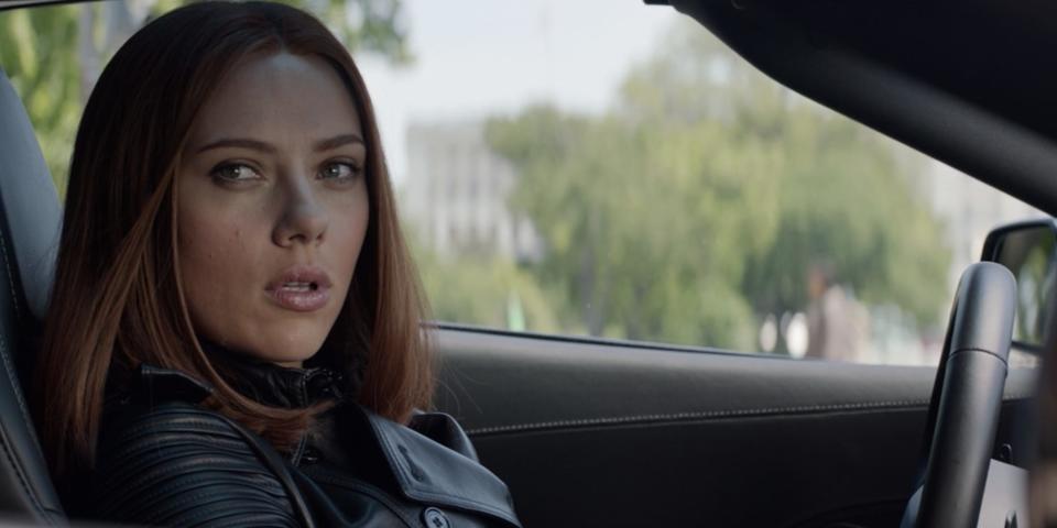 Scarlett Johansson as Natasha Romanoff in Captain America: The Winter Soldier.