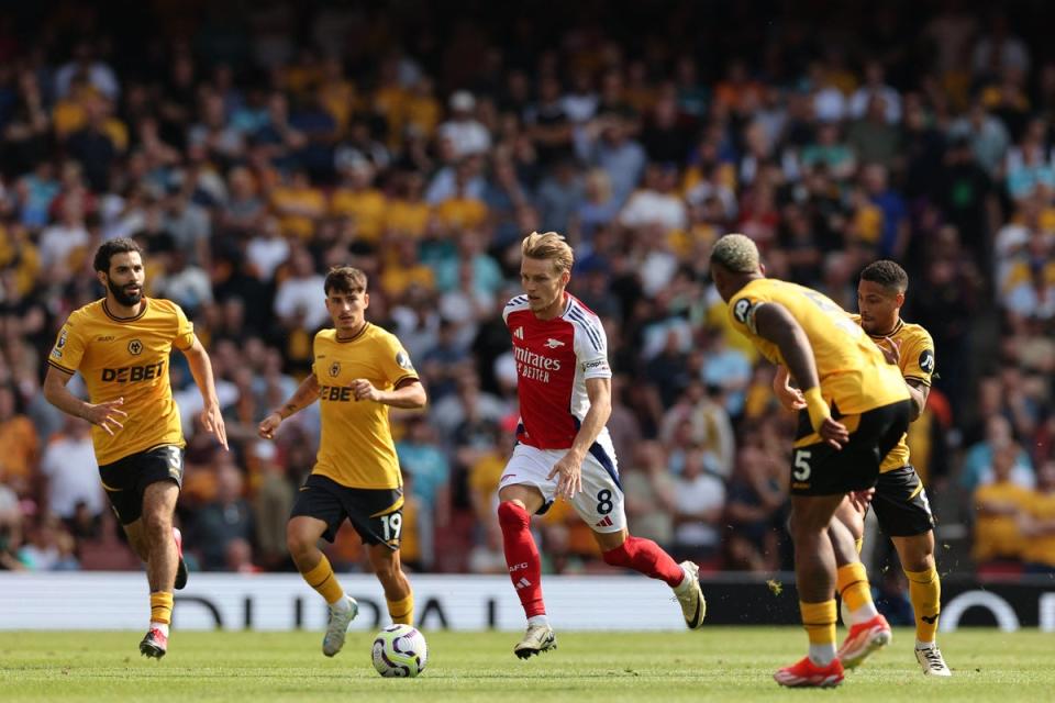 Martin Odegaard caused Wolves problems as Arsenal claimed a 2-0 victory (AFP via Getty Images)