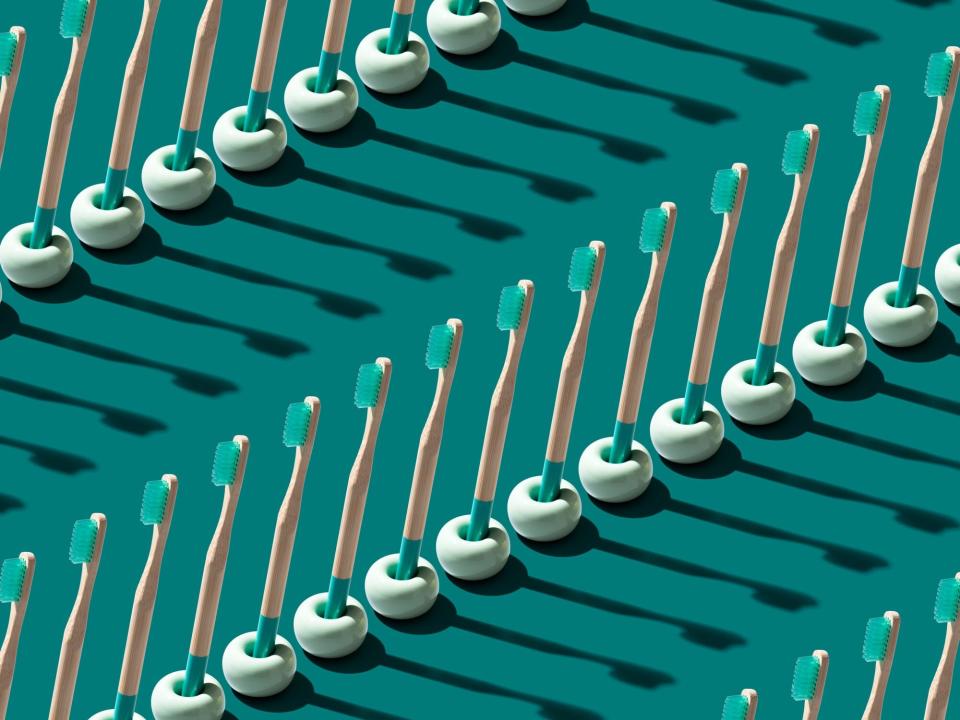 Bamboo Wood Toothbrushes Repetition Pattern